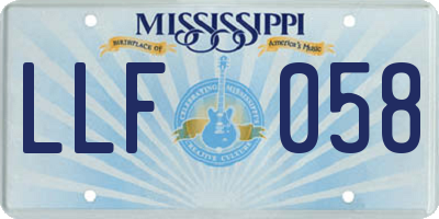 MS license plate LLF058
