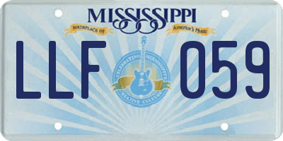 MS license plate LLF059
