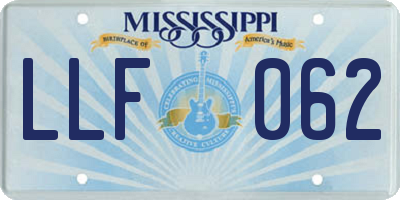 MS license plate LLF062
