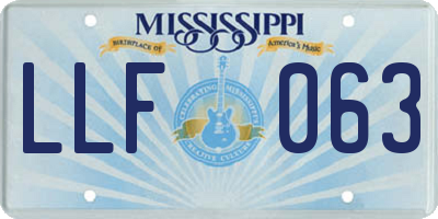 MS license plate LLF063