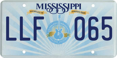 MS license plate LLF065