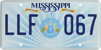 MS license plate LLF067