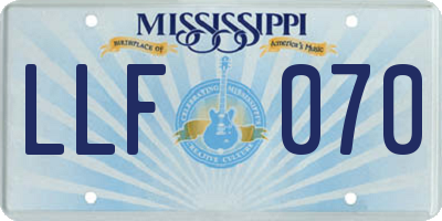 MS license plate LLF070