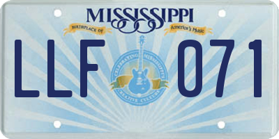 MS license plate LLF071