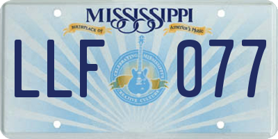 MS license plate LLF077