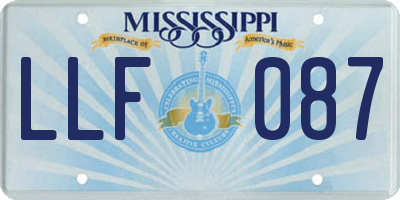 MS license plate LLF087