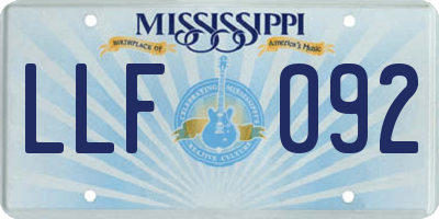 MS license plate LLF092