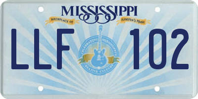 MS license plate LLF102