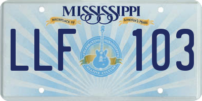MS license plate LLF103