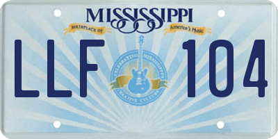 MS license plate LLF104
