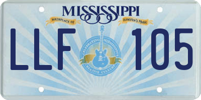 MS license plate LLF105