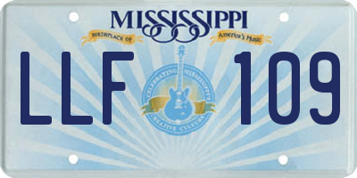 MS license plate LLF109