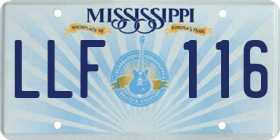 MS license plate LLF116