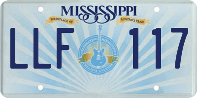 MS license plate LLF117