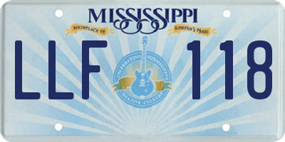 MS license plate LLF118