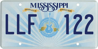 MS license plate LLF122