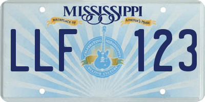 MS license plate LLF123