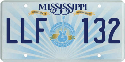 MS license plate LLF132