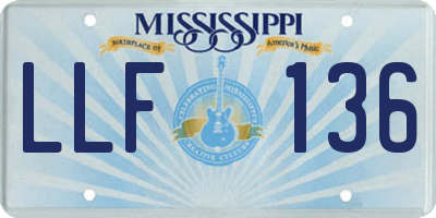 MS license plate LLF136