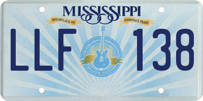 MS license plate LLF138