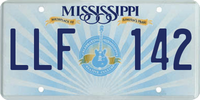 MS license plate LLF142