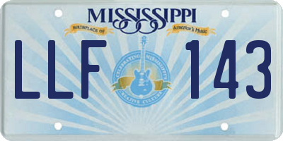 MS license plate LLF143