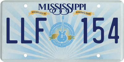 MS license plate LLF154