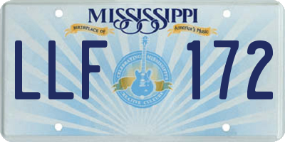 MS license plate LLF172