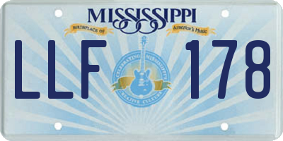 MS license plate LLF178