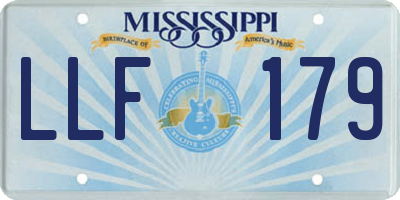 MS license plate LLF179