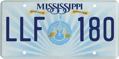 MS license plate LLF180