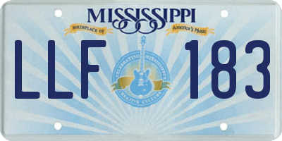 MS license plate LLF183