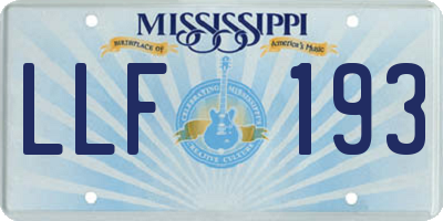 MS license plate LLF193