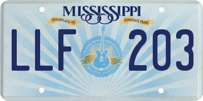MS license plate LLF203