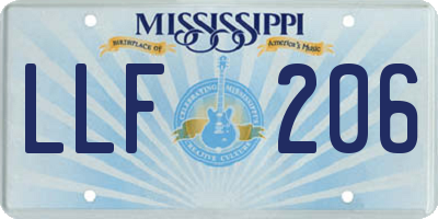 MS license plate LLF206