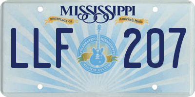 MS license plate LLF207