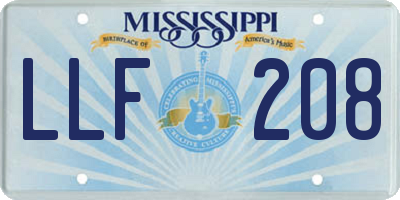MS license plate LLF208