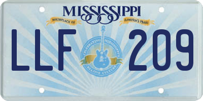 MS license plate LLF209