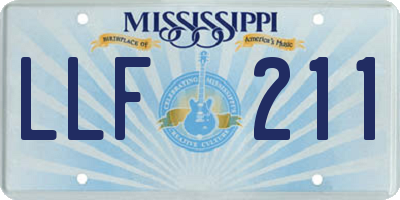 MS license plate LLF211