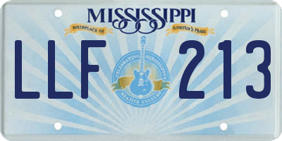 MS license plate LLF213