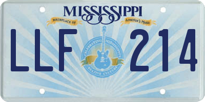MS license plate LLF214