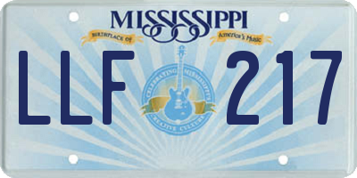 MS license plate LLF217