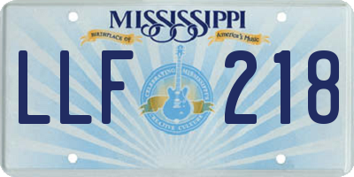 MS license plate LLF218