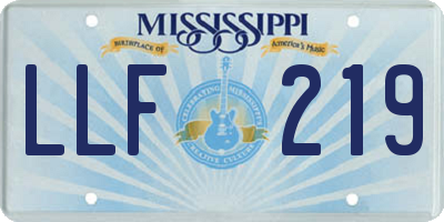 MS license plate LLF219