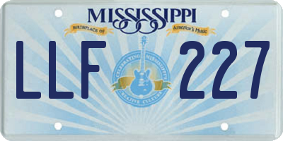 MS license plate LLF227