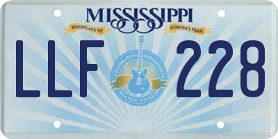 MS license plate LLF228