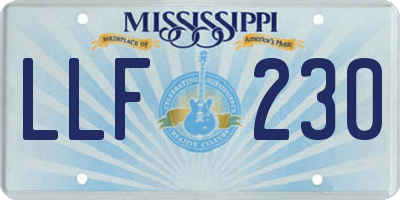 MS license plate LLF230