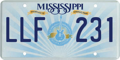 MS license plate LLF231