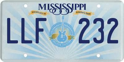 MS license plate LLF232