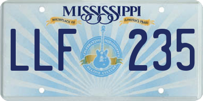 MS license plate LLF235